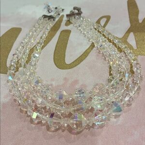 Laguna swarzki AB clear white beveled beauty beaded 16+ inch to vintage clasp